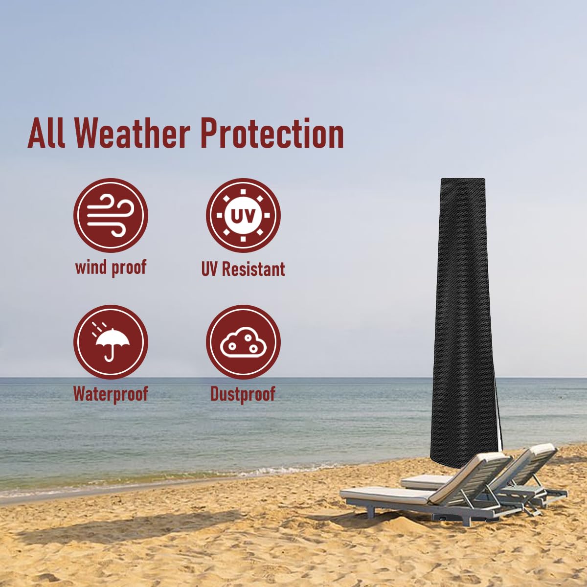 Vainlley universal size umbrella cover dimensions for 7-9 ft umbrellas