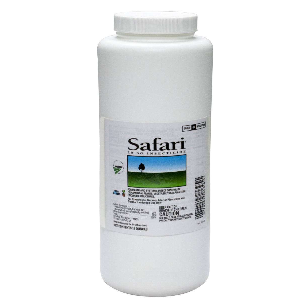 Valent Safari 20SG bottle for quick systemic control in greenhouse crops.