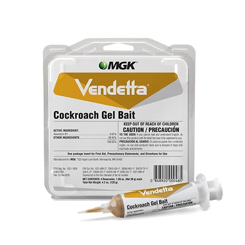 Valentino Vendetta roach gel bait packaging with odorless formula for kitchens.