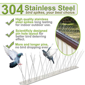 Valibe bird spikes installed on wood surface with screws
