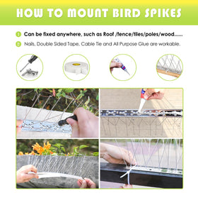 Valibe spikes suitable for small birds and pigeons on roofs and fences