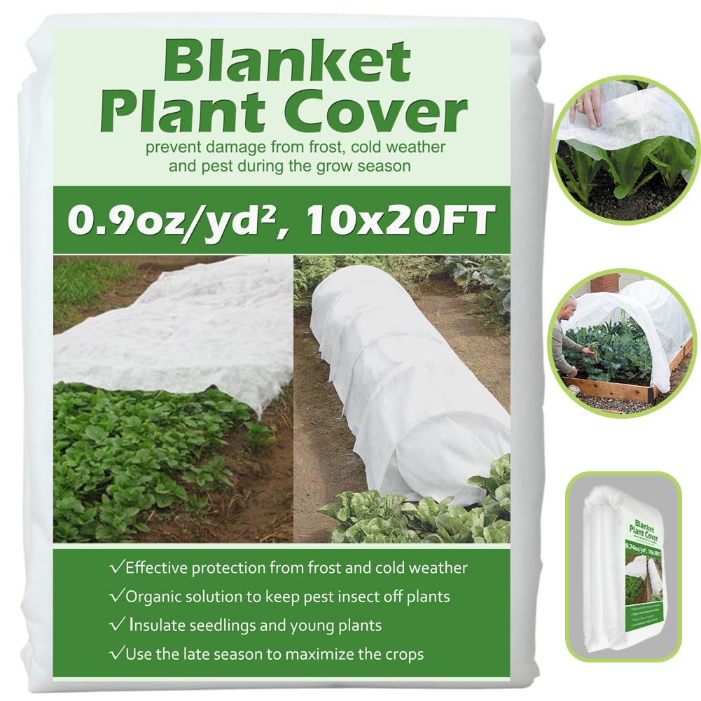 Valibe floating row cover draped over plants protects from frost