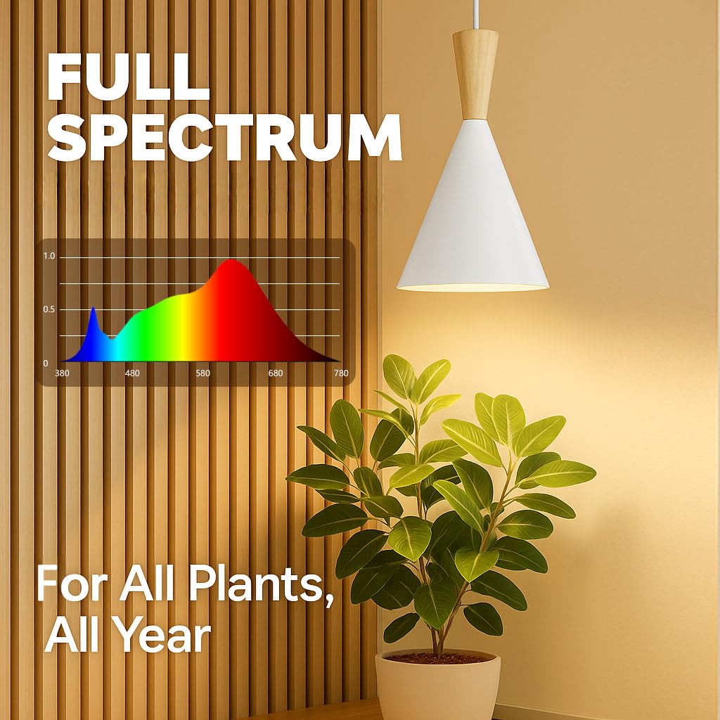 VALIKIY hanging grow light with 3000K warm glow creates cozy spaces for plants