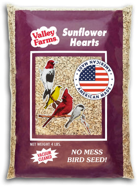 Valley Farms sunflower hearts bag, clean and mess-free for easy feeding.