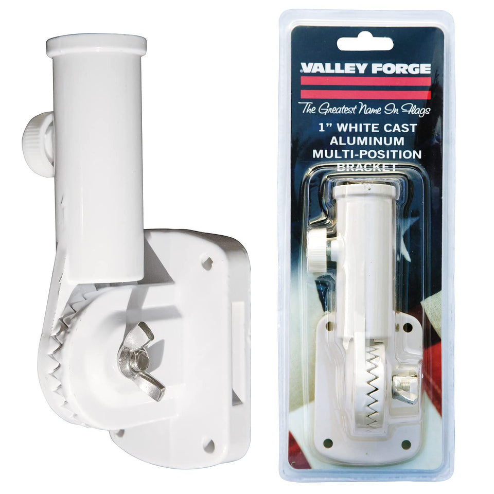 Valley Forge aluminum flagpole bracket with 13 positions for versatile display.