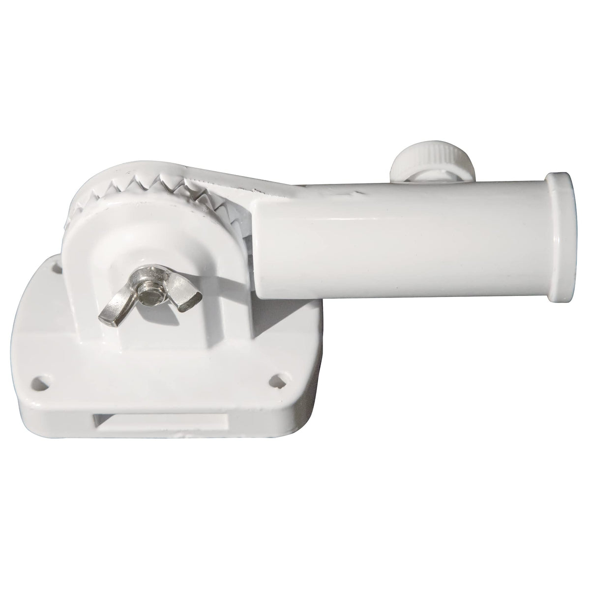 Valley Forge thumb screw secures flagpole for stable mounting.