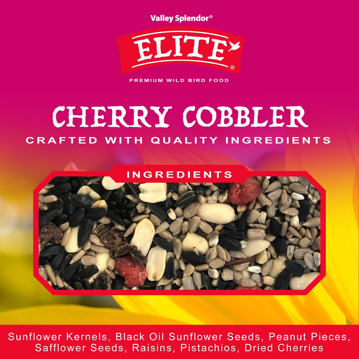 Valley Splendor Cherry Cobbler closeup shows diverse ingredients for variety.
