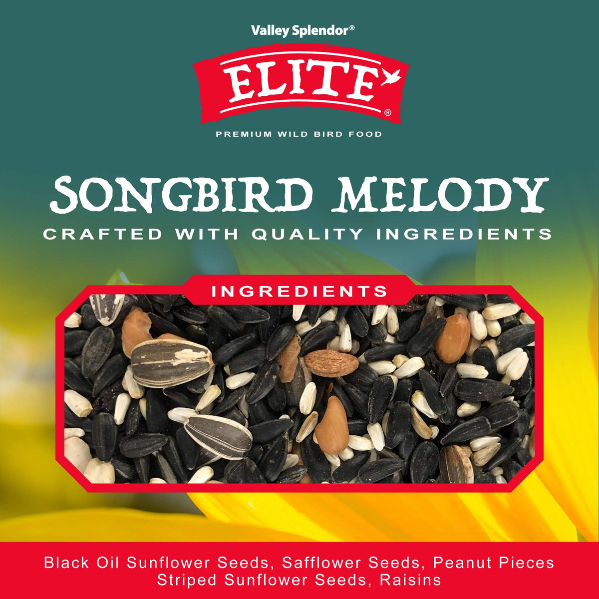 Valley Splendor Songbird Melody bag on shelf signals energy for winter birds