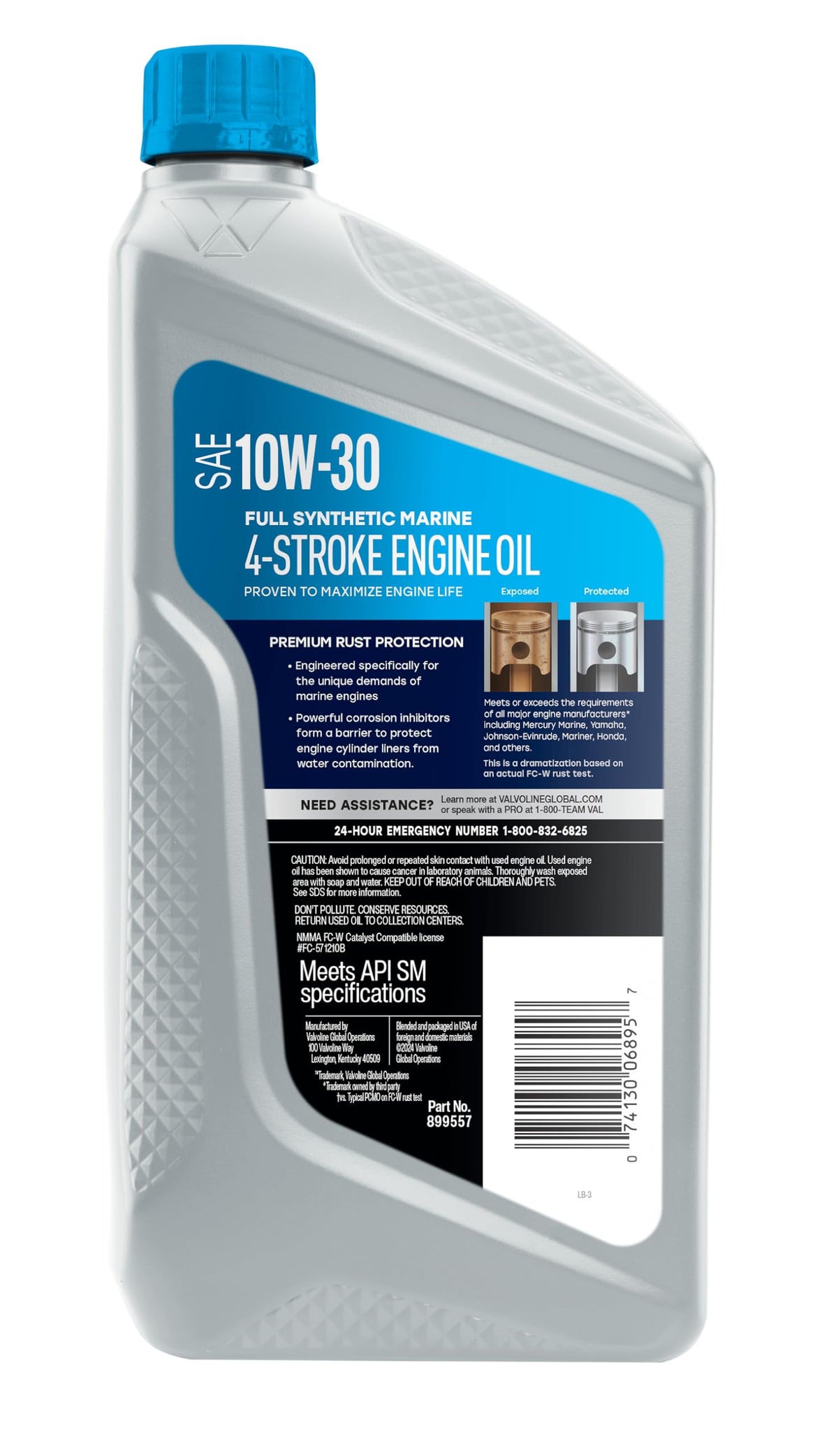 Valvoline 4-Stroke Marine oil quart container ready for on-board oil changes with protection.
