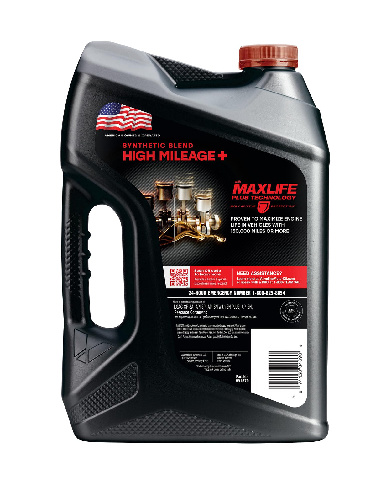 Valvoline High Mileage 150K cap close-up showing secure seal for leaks