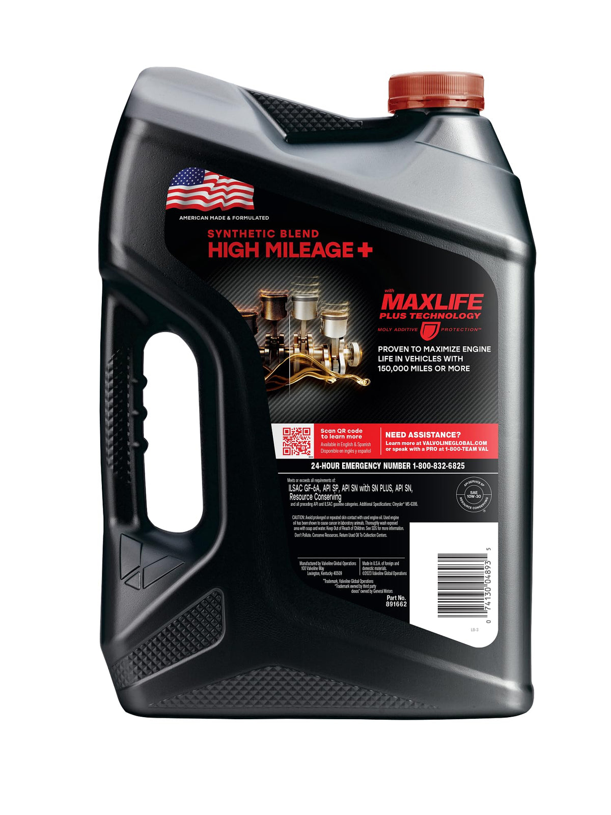 Valvoline High Mileage 150K seal conditioners closeup, reducing leaks in older engines.