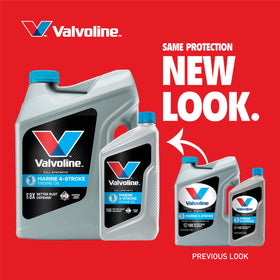 Valvoline marine oil dipstick view showing correct fill for wear protection.