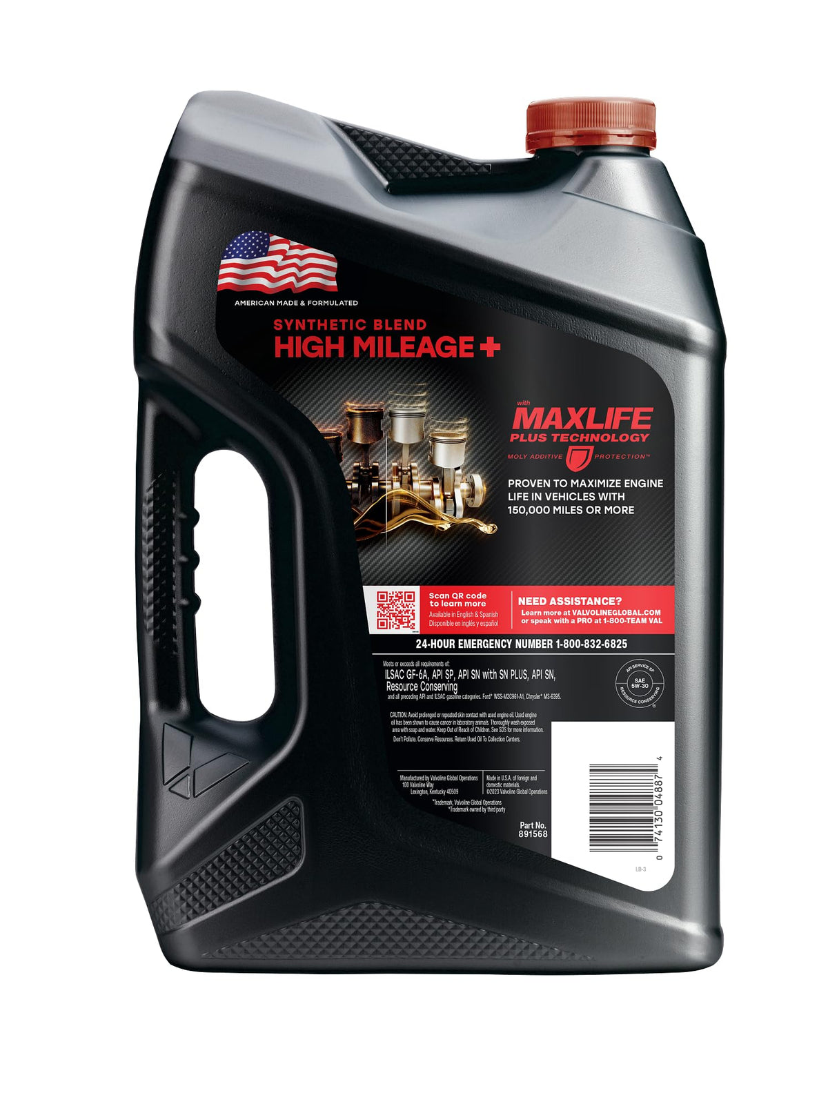 Close-up of MaxLife Plus technology label showcasing anti-wear protection.