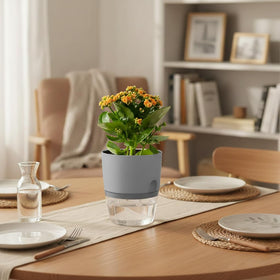 Vanavazon 6-inch self-watering planter side view showing compact design in grey