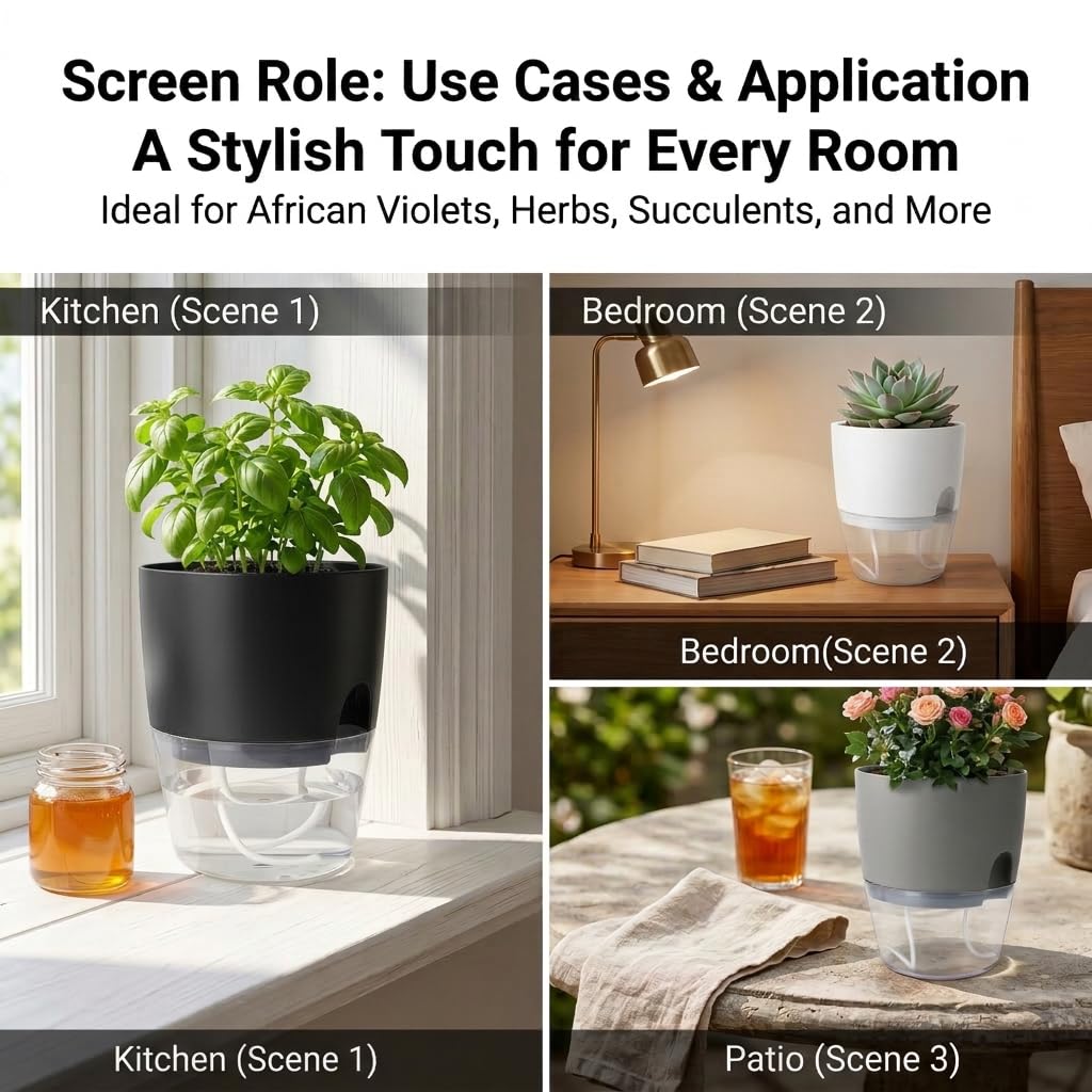 Vanavazon modern designer planter in grey on a tabletop