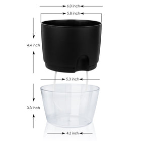 Vanavazon side view of 6-inch planter highlighting double-layer reservoir