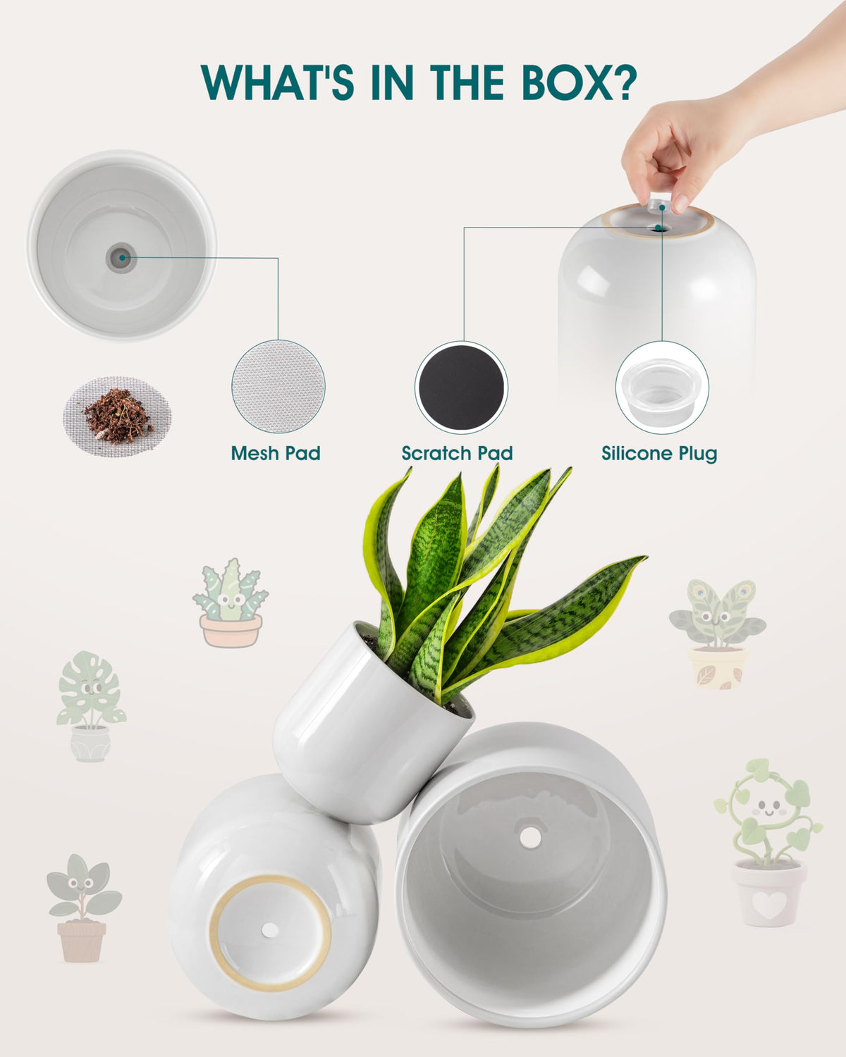 Vancasso 10-inch ceramic pot with drainage holes for dramatic indoor displays.