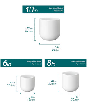 Vancasso 8-inch ceramic pot with drainage holes for larger indoor plants.