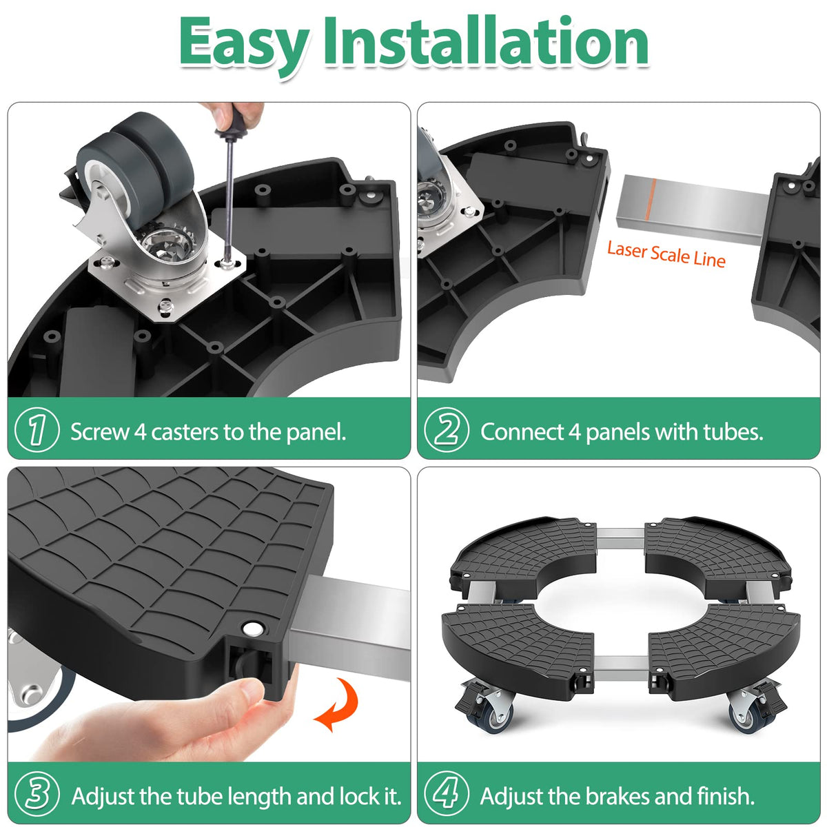 Easy 4-step assembly with included tools for quick setup.