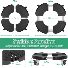 Adjustable VANCASTLE plant stand 15-22 inch adapts to various pot sizes.