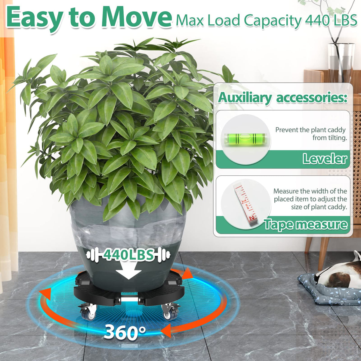 VANCASTLE plant caddy safety lock keeps the height stable during use