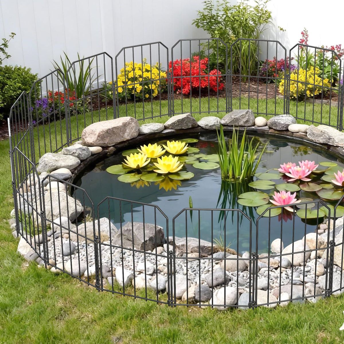 VANCASTLE twelve-narrow-grid panels preserve visibility while protecting plants.