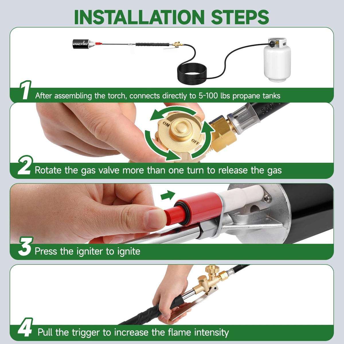 VANCFIRE durable steel nozzle ensures long-lasting heat output.