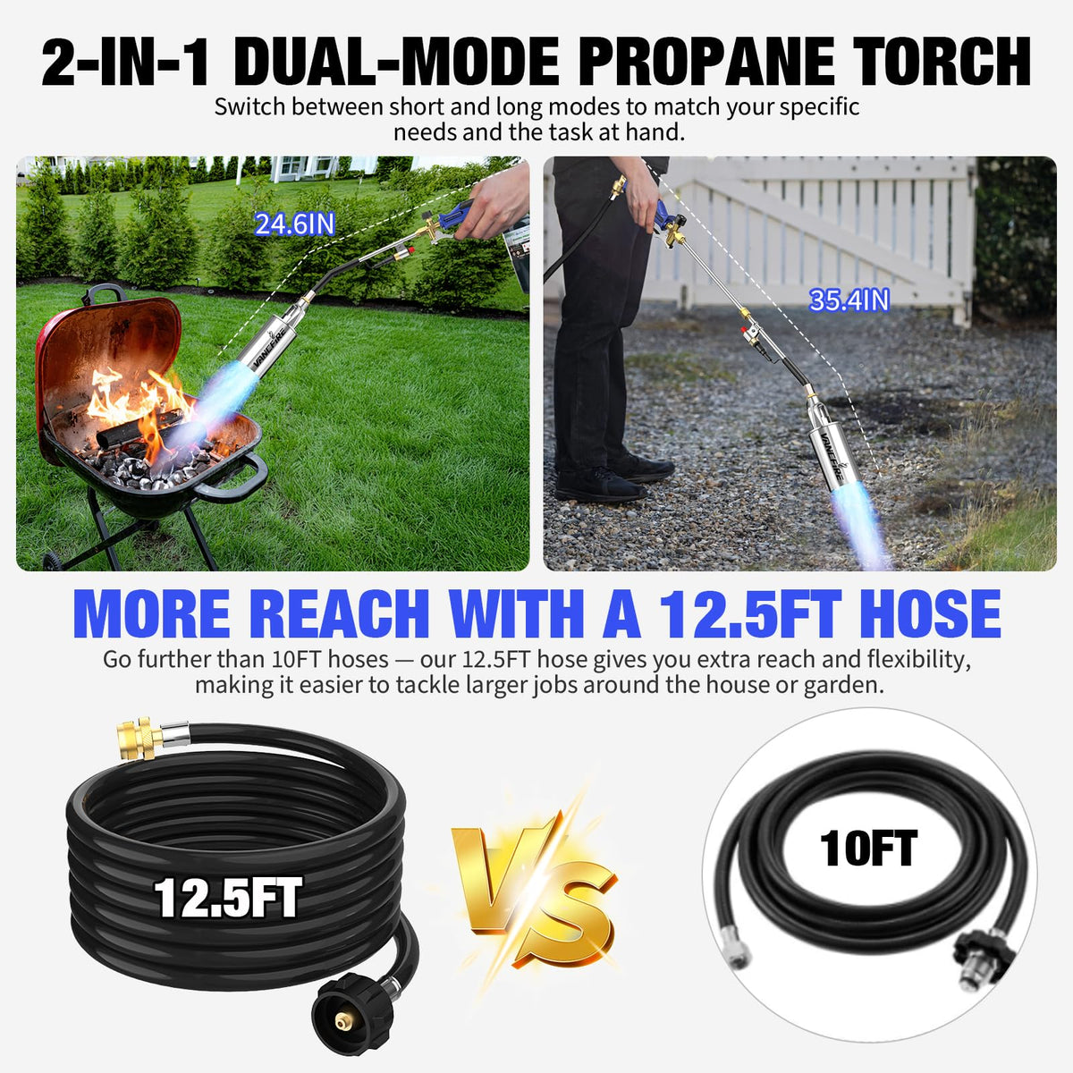 VANCFIRE torch in long-mode extension reaching tight outdoor areas