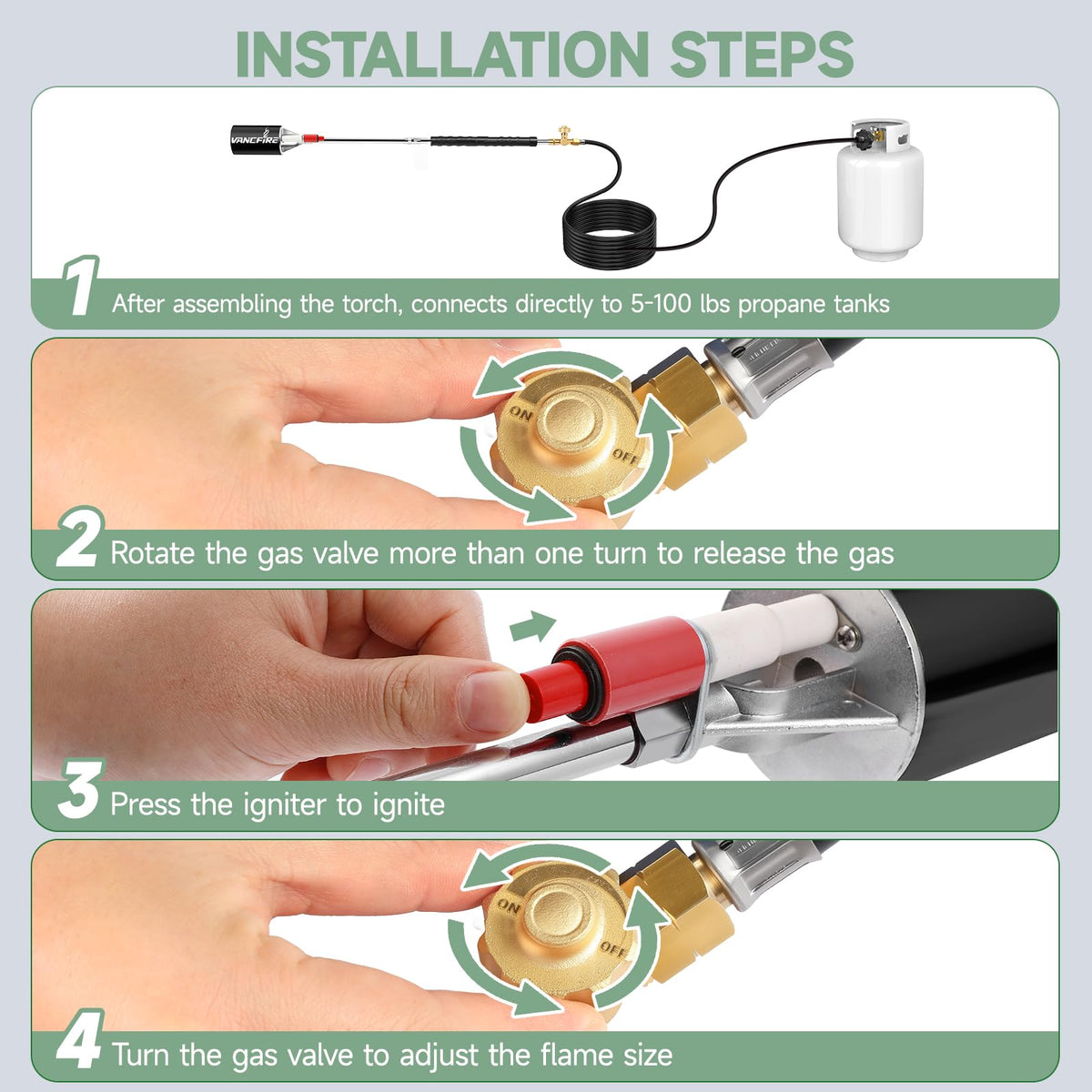 VANCFIRE self-igniter enables quick, safe startup and flame control