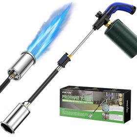 VANCFIRE propane torch weed burner with extended 30-inch arm for easy weed control.