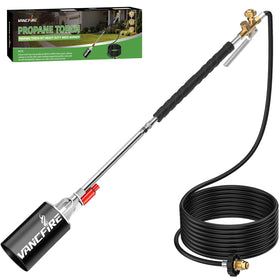 VANCFIRE propane torch with 34-inch extension for comfortable weed control.