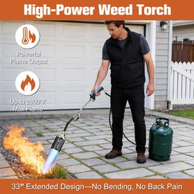 VANCFIRE heat-resistant steel nozzle delivers strong flame for fast, precise weed clearing.