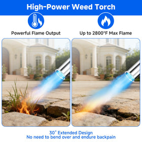 VANCFIRE torch featuring a wide-flame nozzle for fast, even heating.