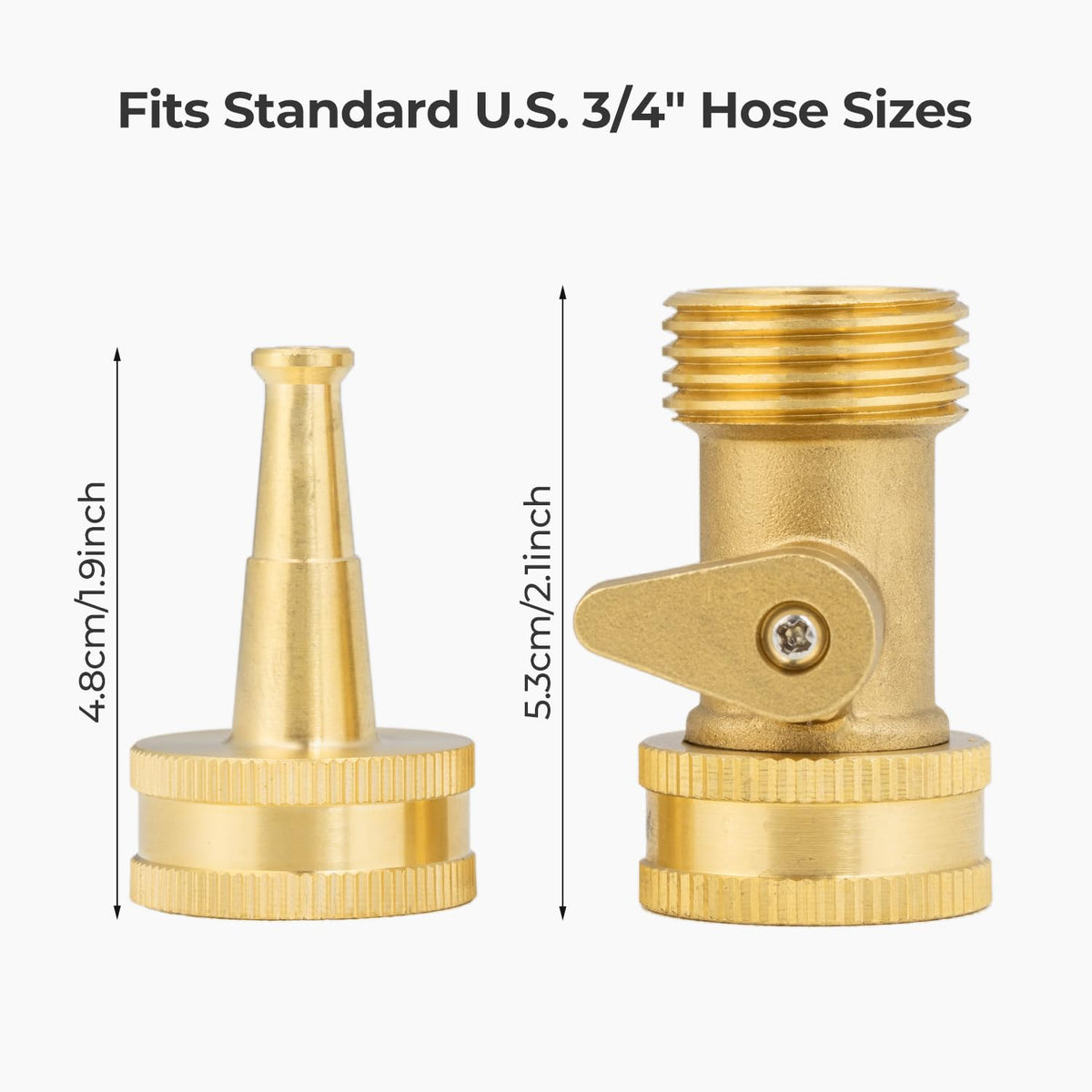 VANCOCO brass nozzle side view highlighting solid construction and valve.