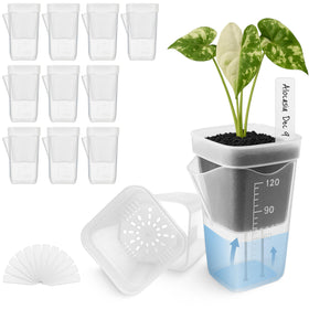 Vandorelle 12-pack mini self-watering pots, side view for space saving propagation.
