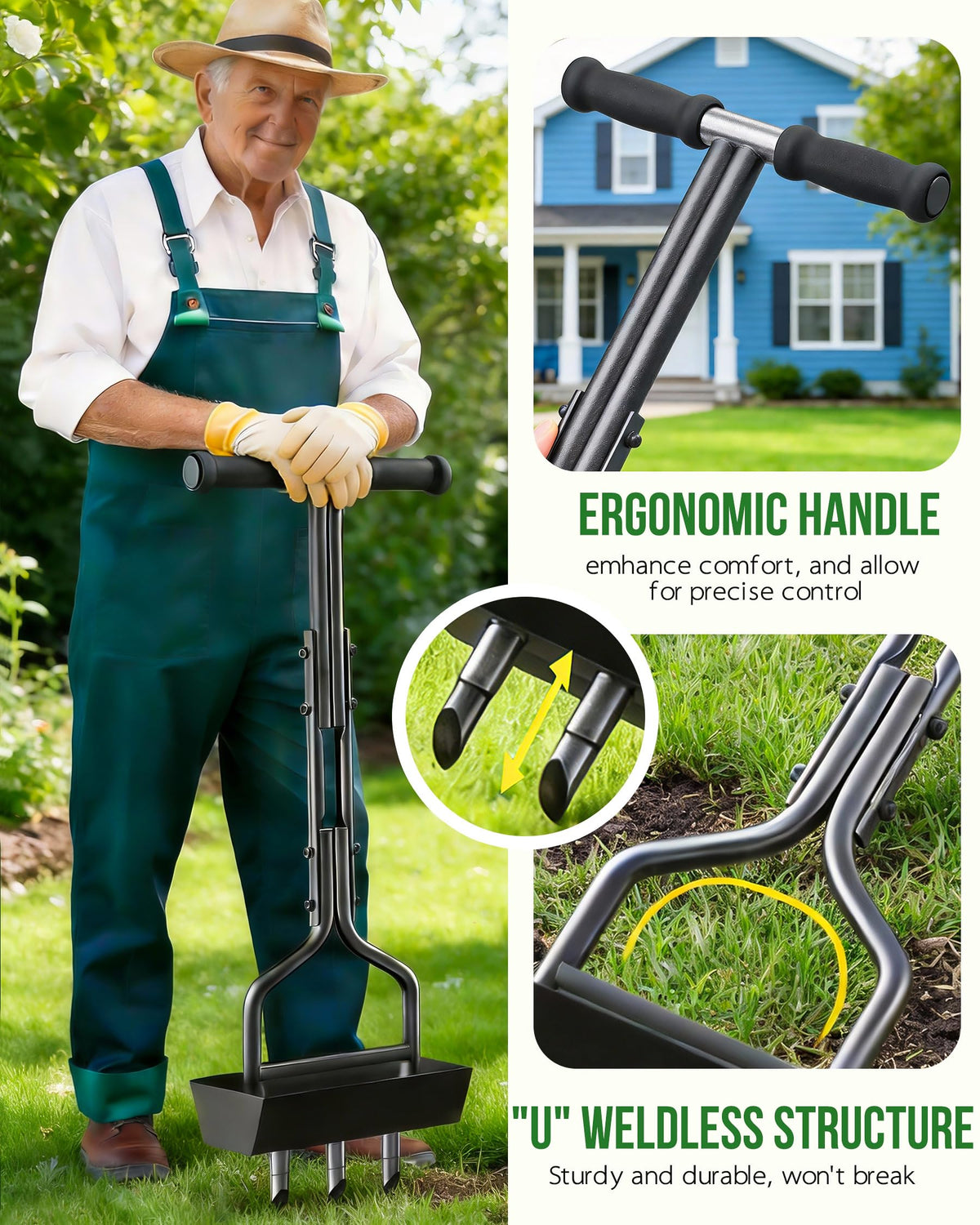 Vanpein ergonomic handle with non-slip grip during aeration