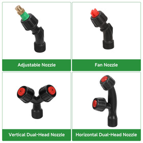 VANPET sprayer nozzles display four spray patterns for versatility.