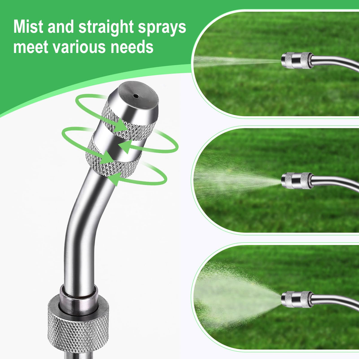 Vanpet adjustable nozzle wand for mist or straight jet spray