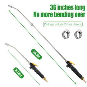VANPET sprayer wand shows 3/8 inch brass barb for secure hose connection.