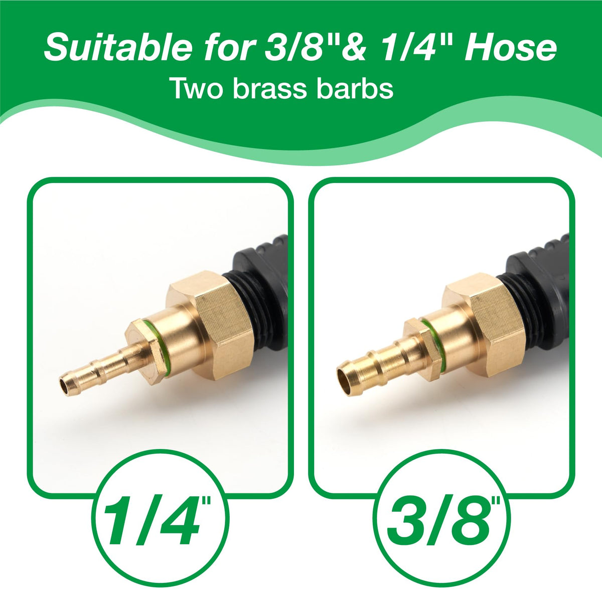 Vanpet sprayer wand with brass barbs for 1/4 and 3/8 inch hoses, easy fit