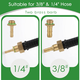 VANPET sprayer wand brass barbs fit 3/8 inch and 1/4 inch hoses securely.