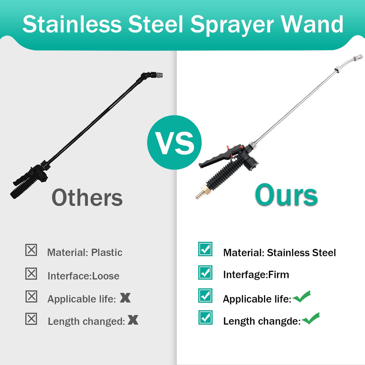 VANPET stainless steel wand provides durable long-term use.