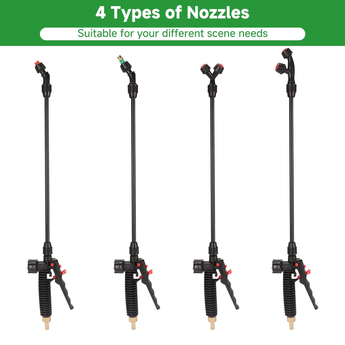 Vertical dual-head nozzle setup on VANPET wand for precise vertical spray.