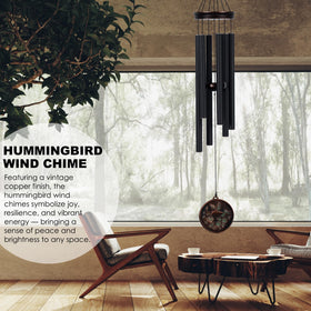 Vanquer wind chimes with antique copper finish enhance exterior aesthetic