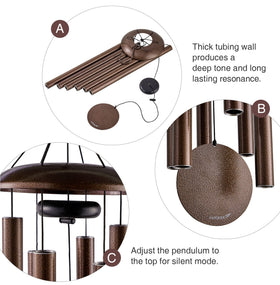Vanquer wind chimes with anodized aluminum tubes resist weather outdoors