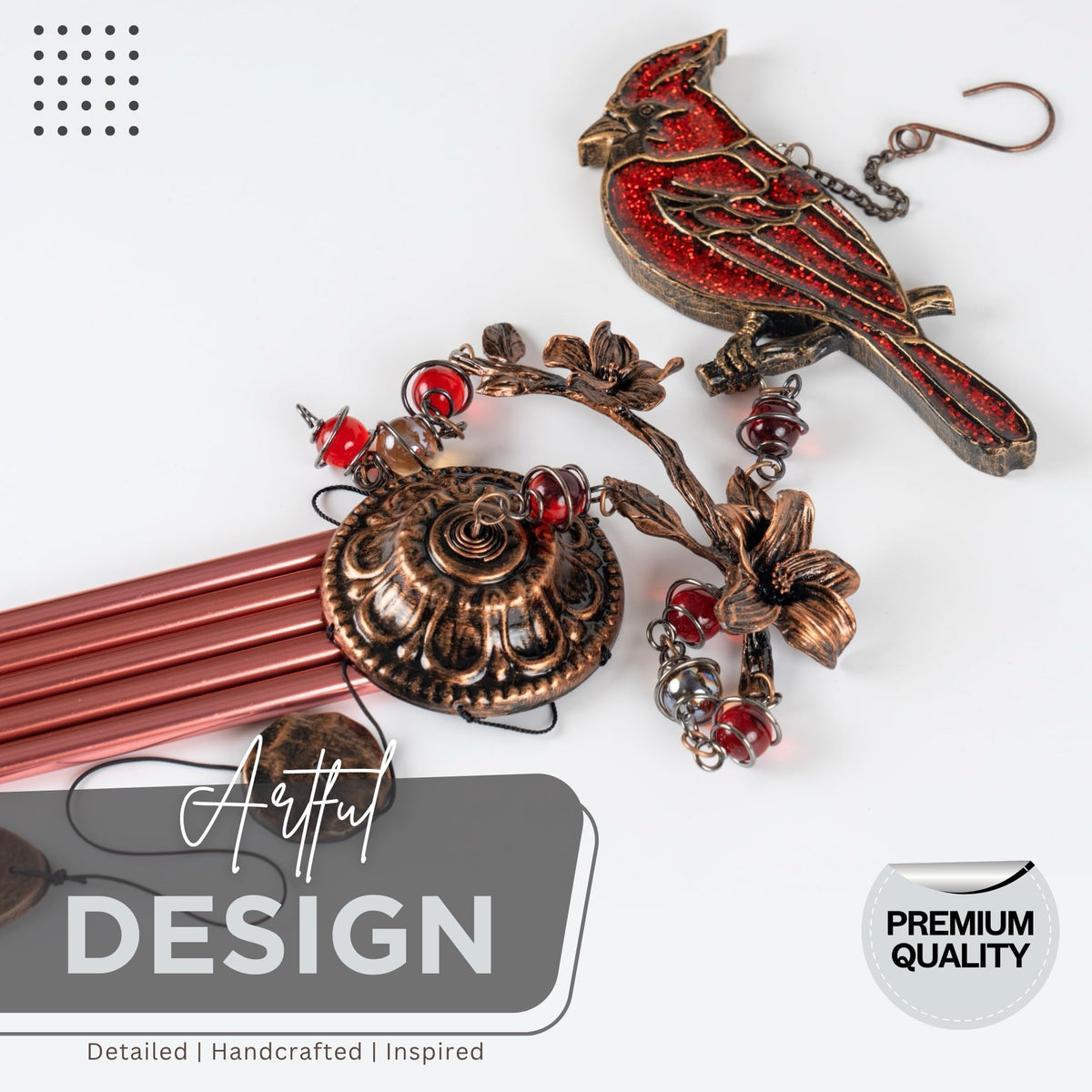 Vanquer cardinal wind chimes symbolize love and remembrance in outdoor spaces.