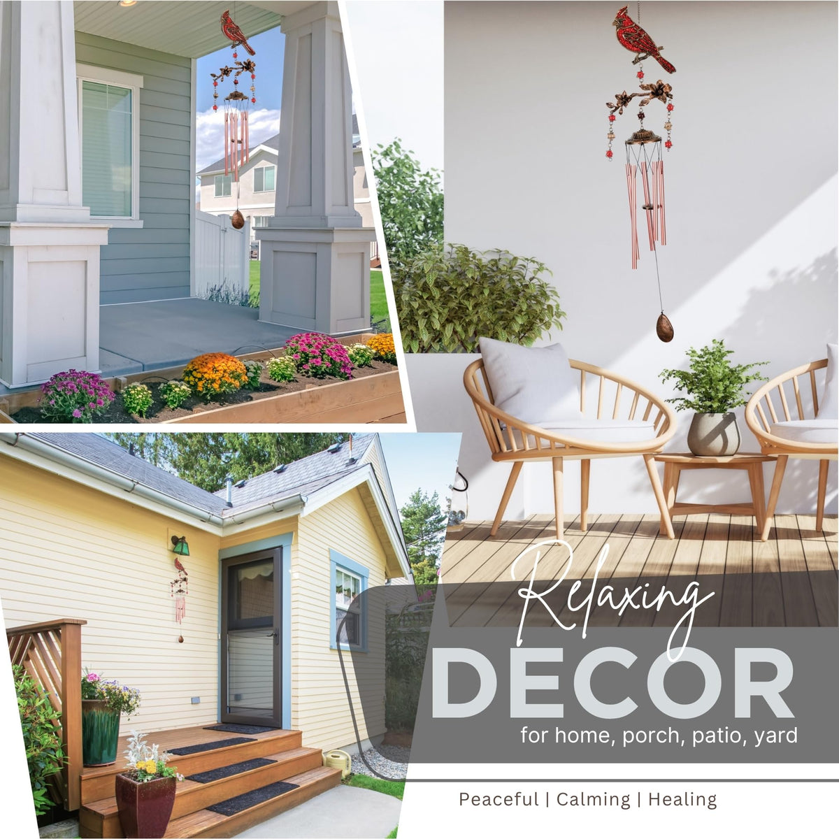 Vanquer modern art decor wind chimes add bold color to patios and porches.