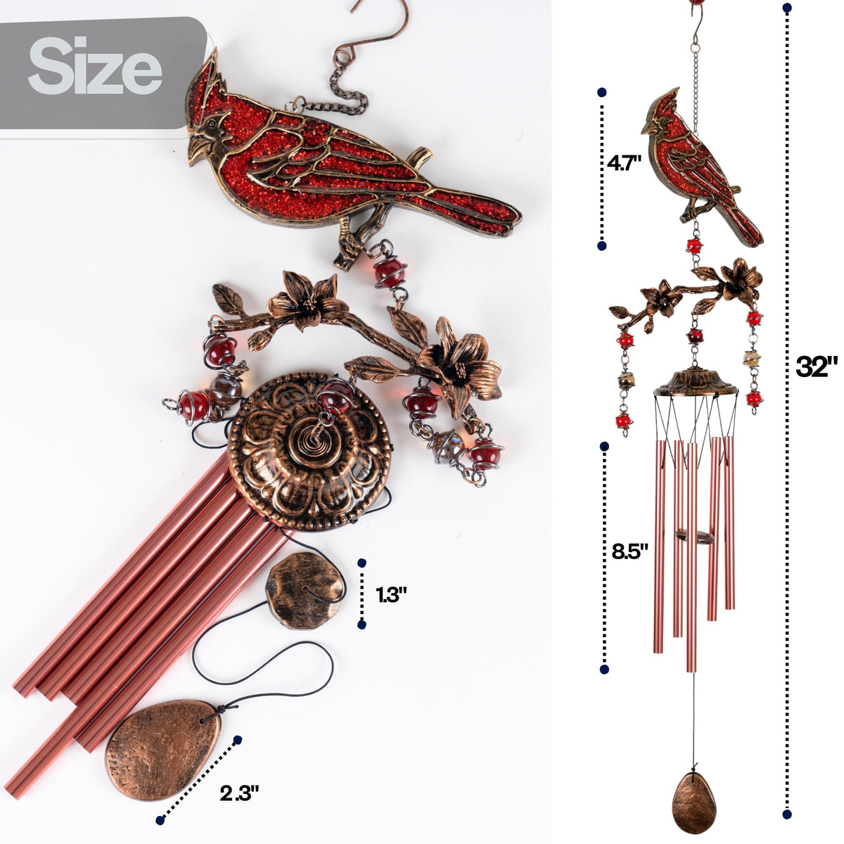 Vanquer wind chimes showcase copper-plated blossom detail and durable build for years.