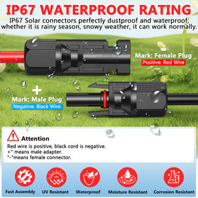 Vansdon 10AWG black solar cable with waterproof connectors suits boat and RV power.