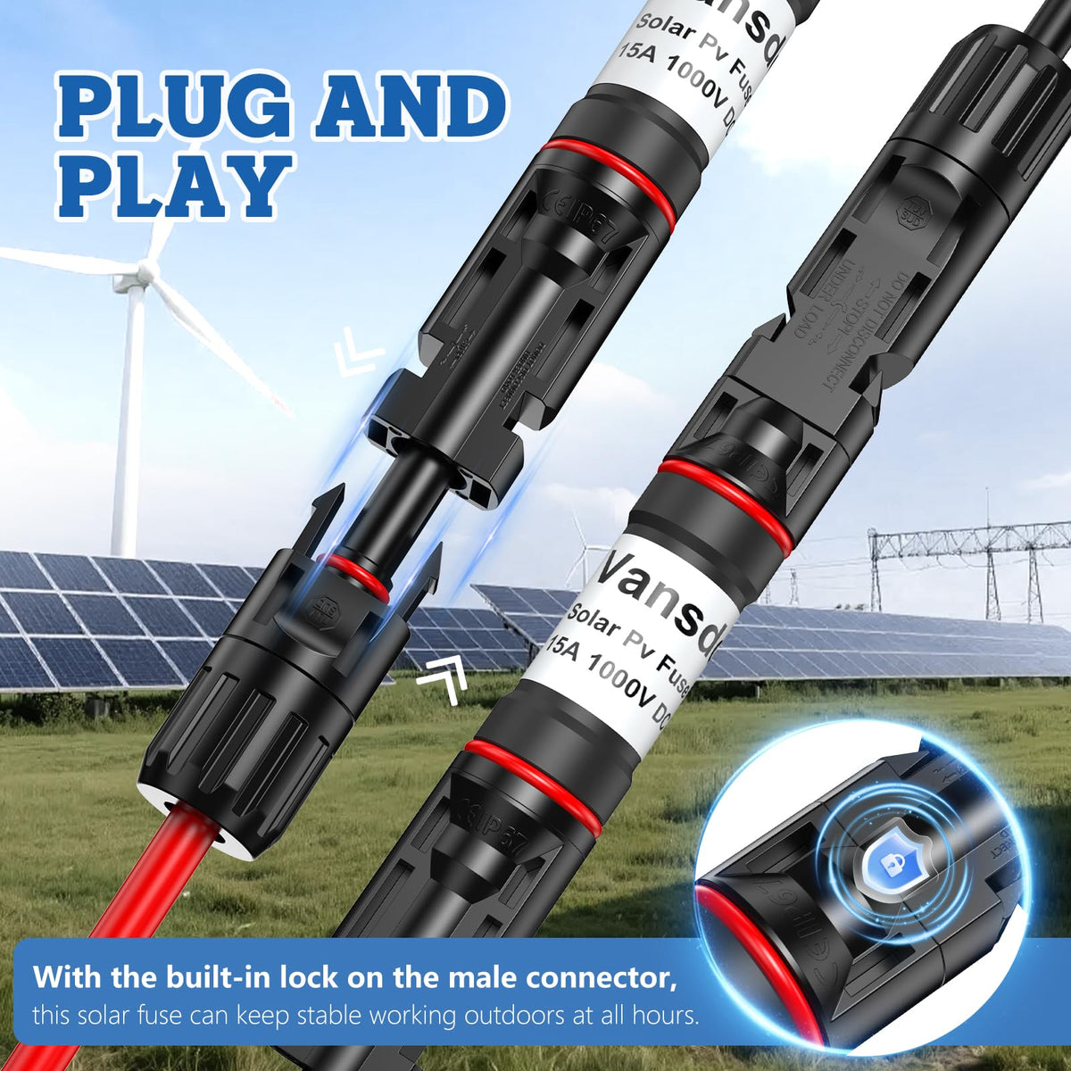 Vansdon locking mechanism fuse holder delivers stable, secure connections during outdoor deployment.